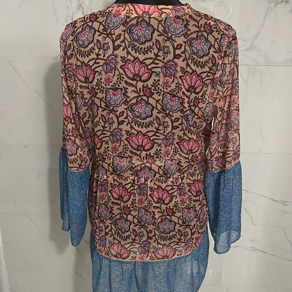 Soft surroundings pergola embroidered floral print sheer tunic Sz s - Picture 7 of 11